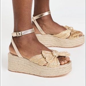 Loeffler Randall Posey Pleated Knot Flatform Espadrille gold